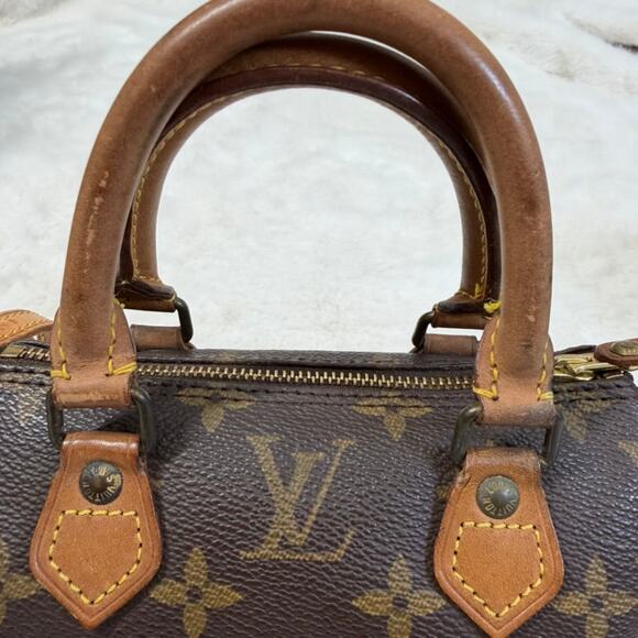 Louis Vuitton Brown Monogram Mini Speedy Crossbody Bag with LV Strap - Picture 3 of 15